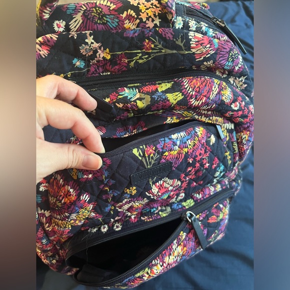 Vera Bradley Campus Backpack and Lunch Tote Bundle Midnight Wildflowers